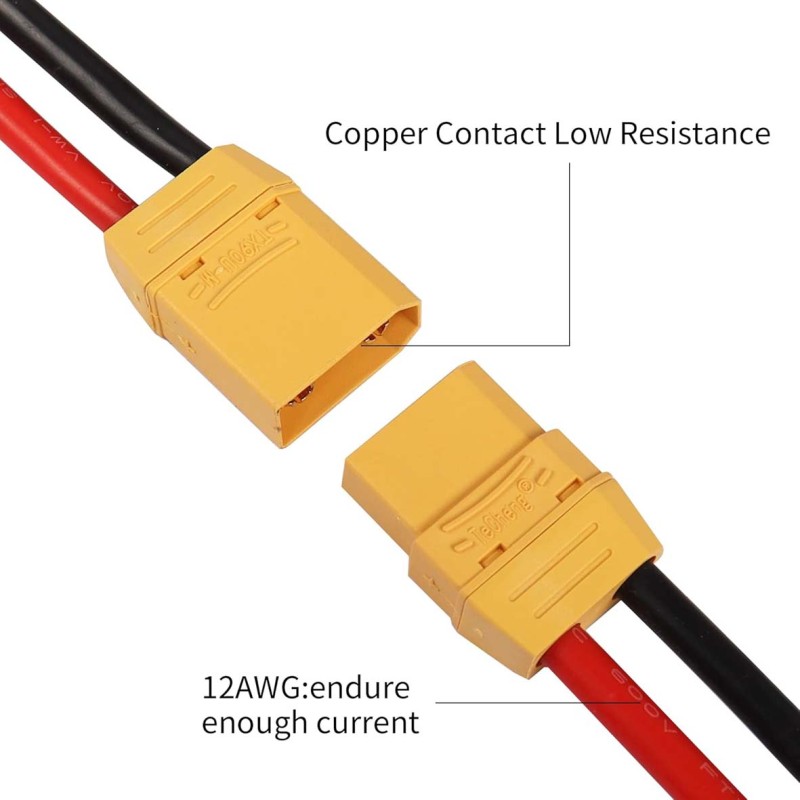 XT90 BATTERY M/F CONNECTOR PLUG WITH SILICON 14 AWG WIRE FOR 7.4V