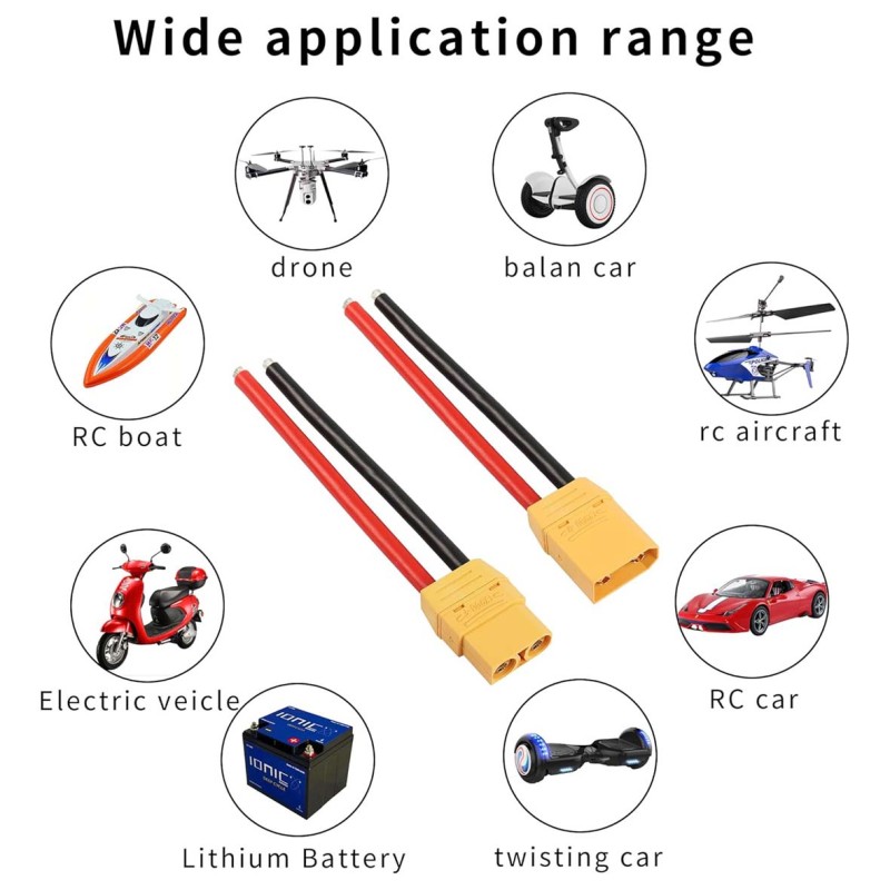 XT90 BATTERY M/F CONNECTOR PLUG WITH SILICON 14 AWG WIRE FOR 7.4V