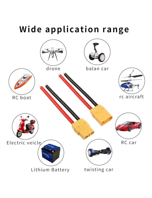 XT90 BATTERY M/F CONNECTOR PLUG WITH SILICON 14 AWG WIRE FOR 7.4V