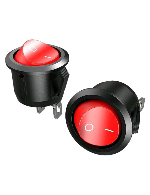 MACHINE SWITCH ROUND RED WITH WIRE ON/OFF 2 PIN 3A