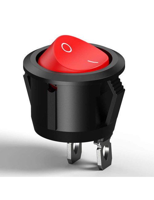MACHINE SWITCH ROUND RED WITH WIRE ON/OFF 2 PIN 3A