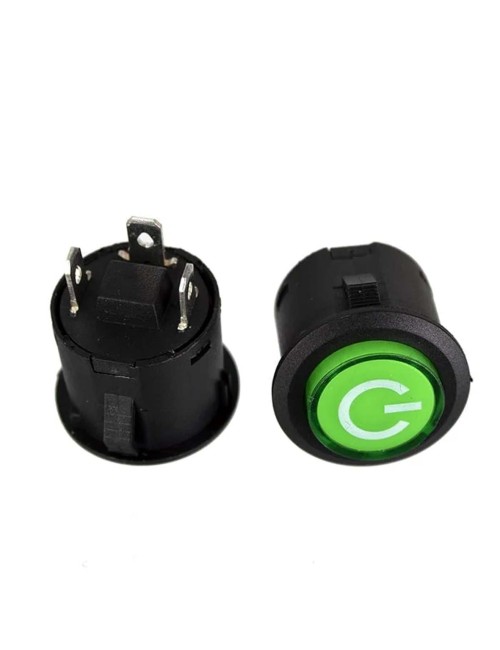 MACHINE SWITCH GREEN 3 PIN 12V AC10A/DC20A