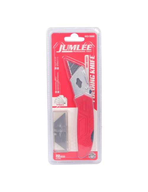 JUMLEE 1888 1+5 ABS BODY RED FOLDING KNIFE 19MM