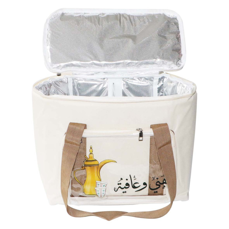 MD-33402 PICNIC BAG CANVAS THERMOS CREAM WHITE MULTI PURPOSE
