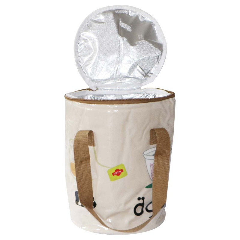 MD-33595 شنطة نزهة دائرية عازلة قماش كريمي ابيض