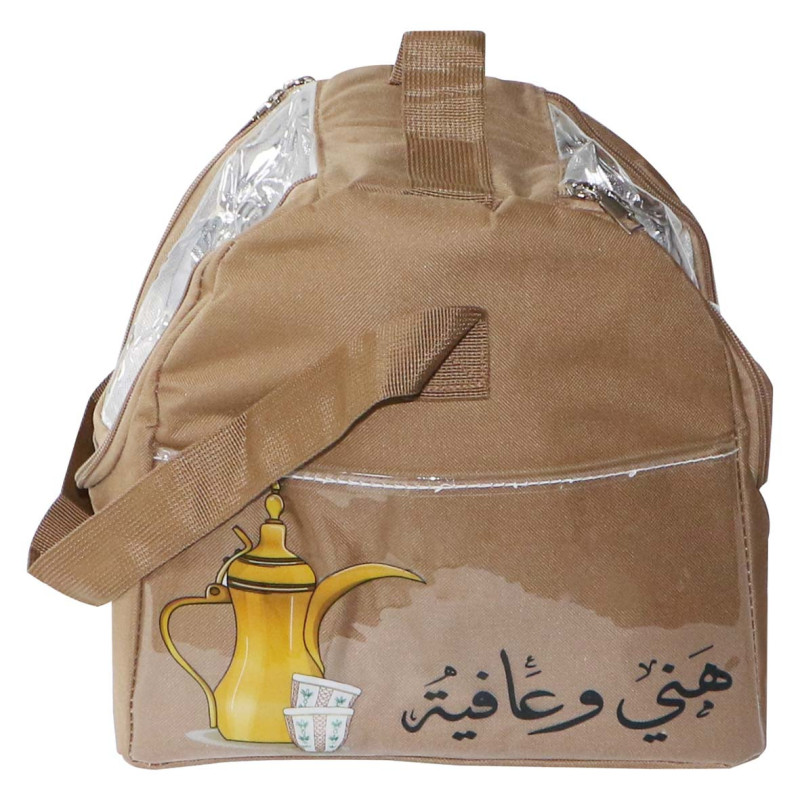 MD-33394 PICNIC BAG CANVAS THERMOS BAG 2 COMPARTMENTS BROWN