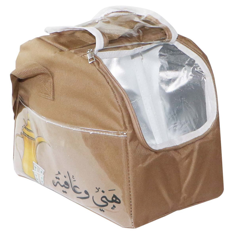 MD-33394 PICNIC BAG CANVAS THERMOS BAG 2 COMPARTMENTS BROWN