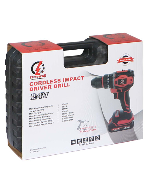 IZ POWER 24V دريل باتري 24 فولت 2 بطارية
