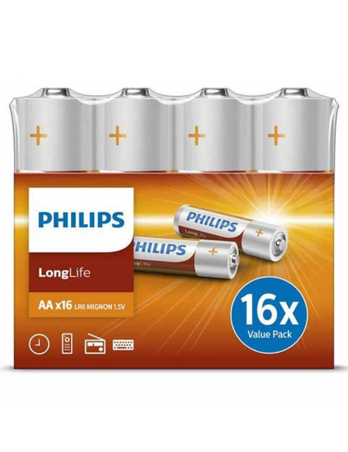 PHILIPS BATTERY LONGLIFE ZINC AA 1.5V 16PCS R6L16F/97