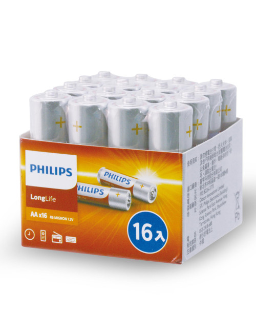 PHILIPS BATTERY LONGLIFE ZINC AA 1.5V 16PCS R6L16F/97
