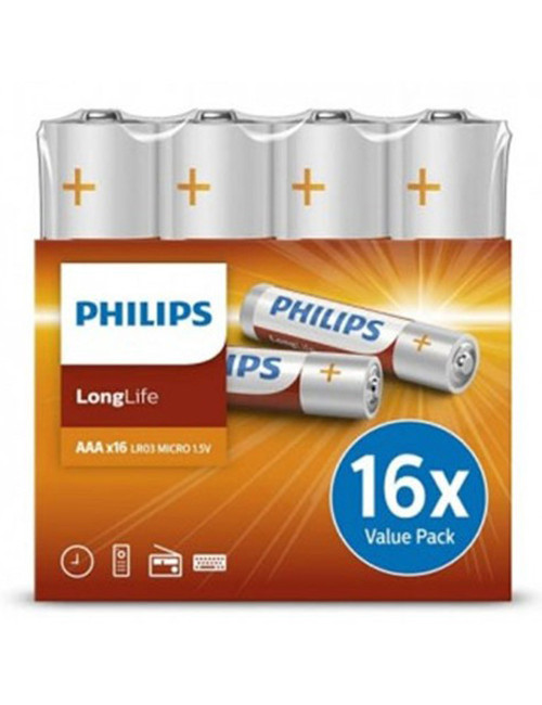 PHILIPS BATTERY LONGLIFE ZINC AAA 1.5V 16PCS R03L16F/97