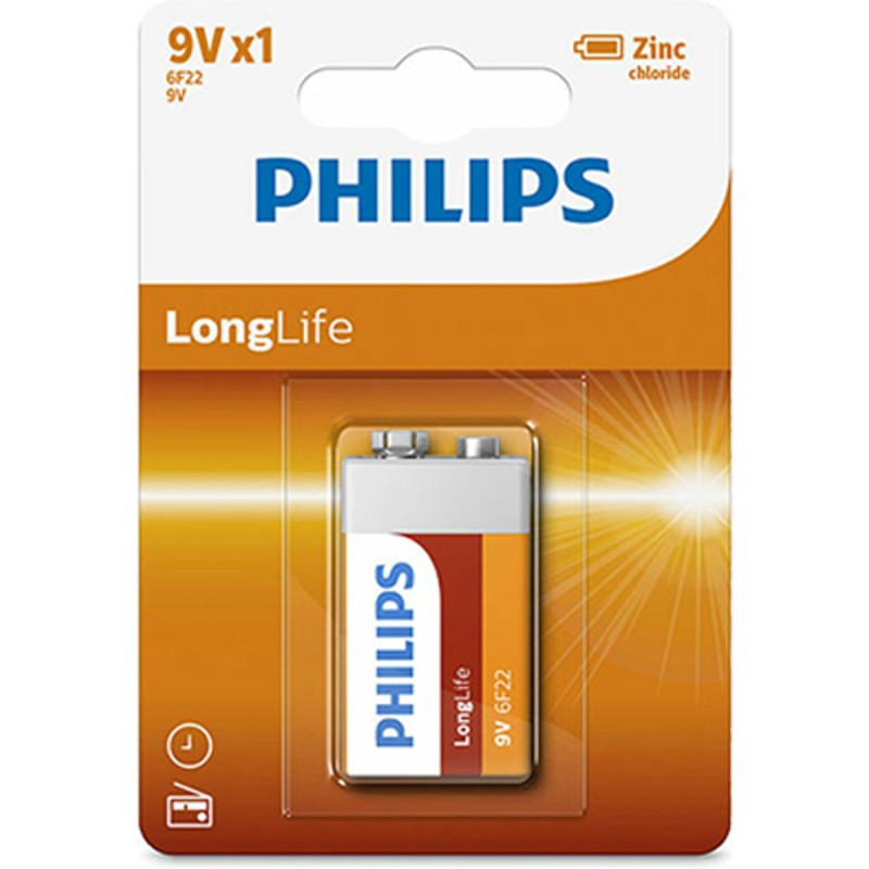 PHILIPS BATTERY LONGLIFE ZINC 9V 1PCS 6F22L1B/97