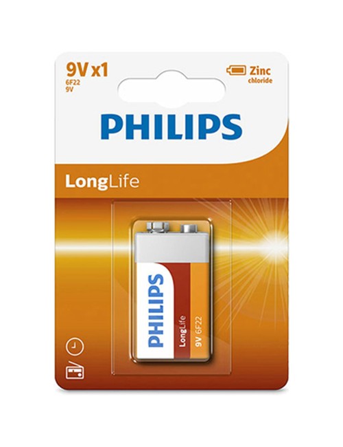 PHILIPS BATTERY LONGLIFE ZINC 9V 1PCS 6F22L1B/97