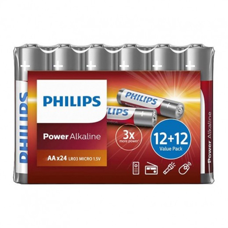 PE235 فيلبس بطاريات ألكالين (12+12 حبة) (AA)