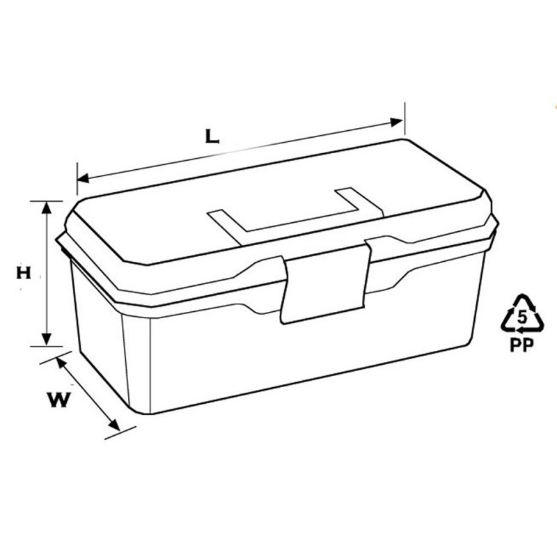 AX.03 PLASTIC TOOL BOX W/ ALUM. LATCHES 19inch