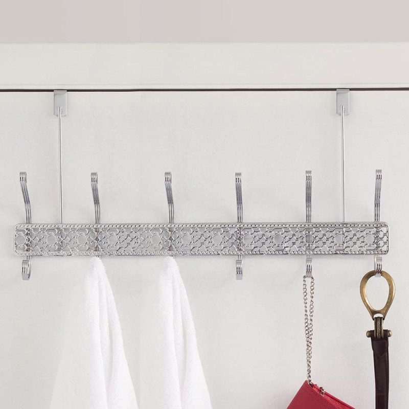Stainless Steel Nail-Free 6 Hooks Door Hanger